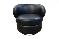Poltrona  Porto Com Base Giratoria Couro Legitimo