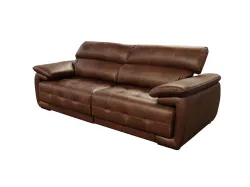 Sofá Retrátil E Reclinável 3 Lugares Couro Natural Soft Tabaco Zurique Furnishop